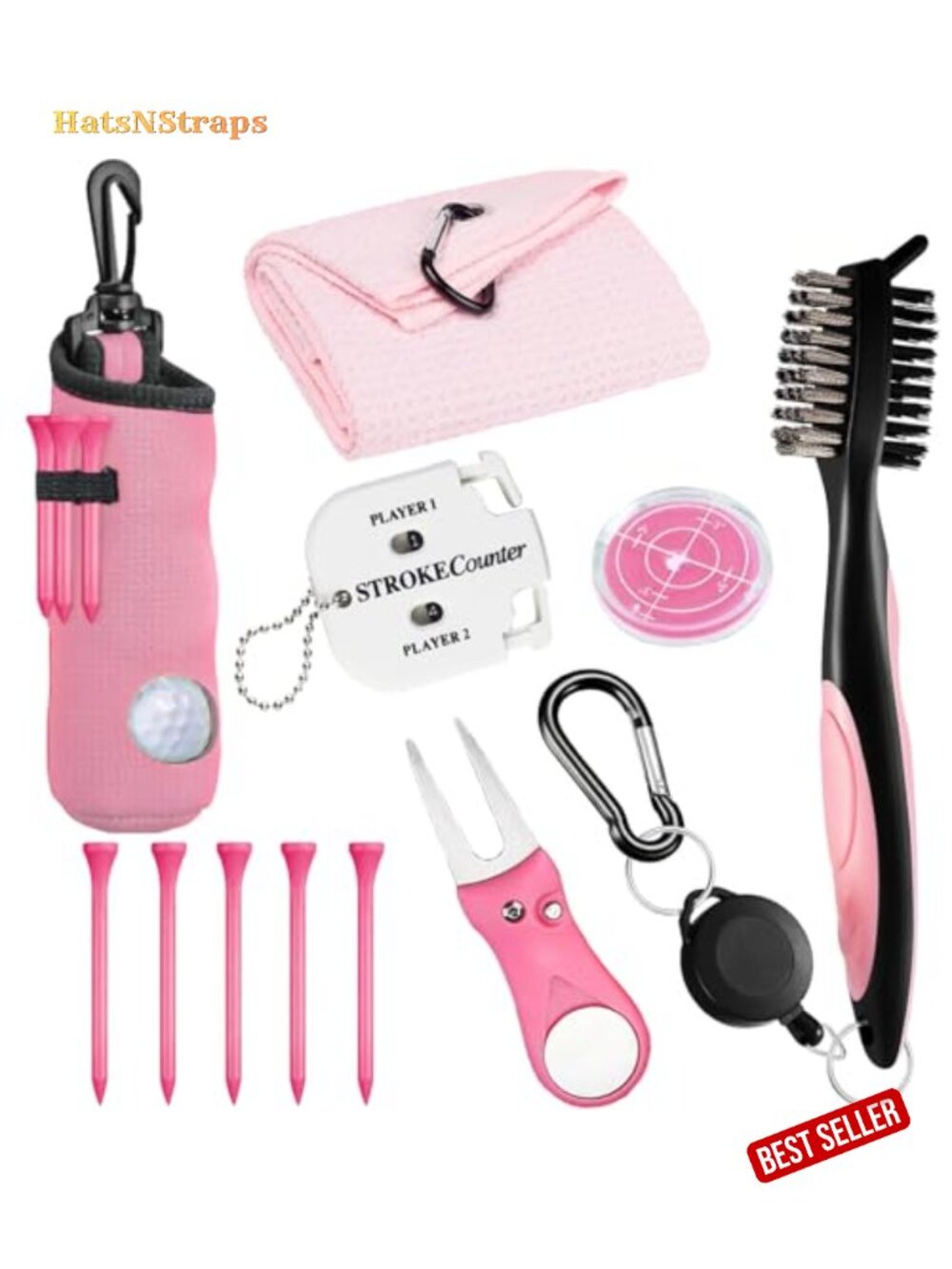 11 Pc Golf Accessories Kit Ball Bag Tees Towel Brush Divot Tool